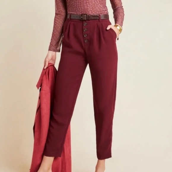 Anthropologie Sasha Button Fly Tapered Trouser Pants - Picture 1 of 14